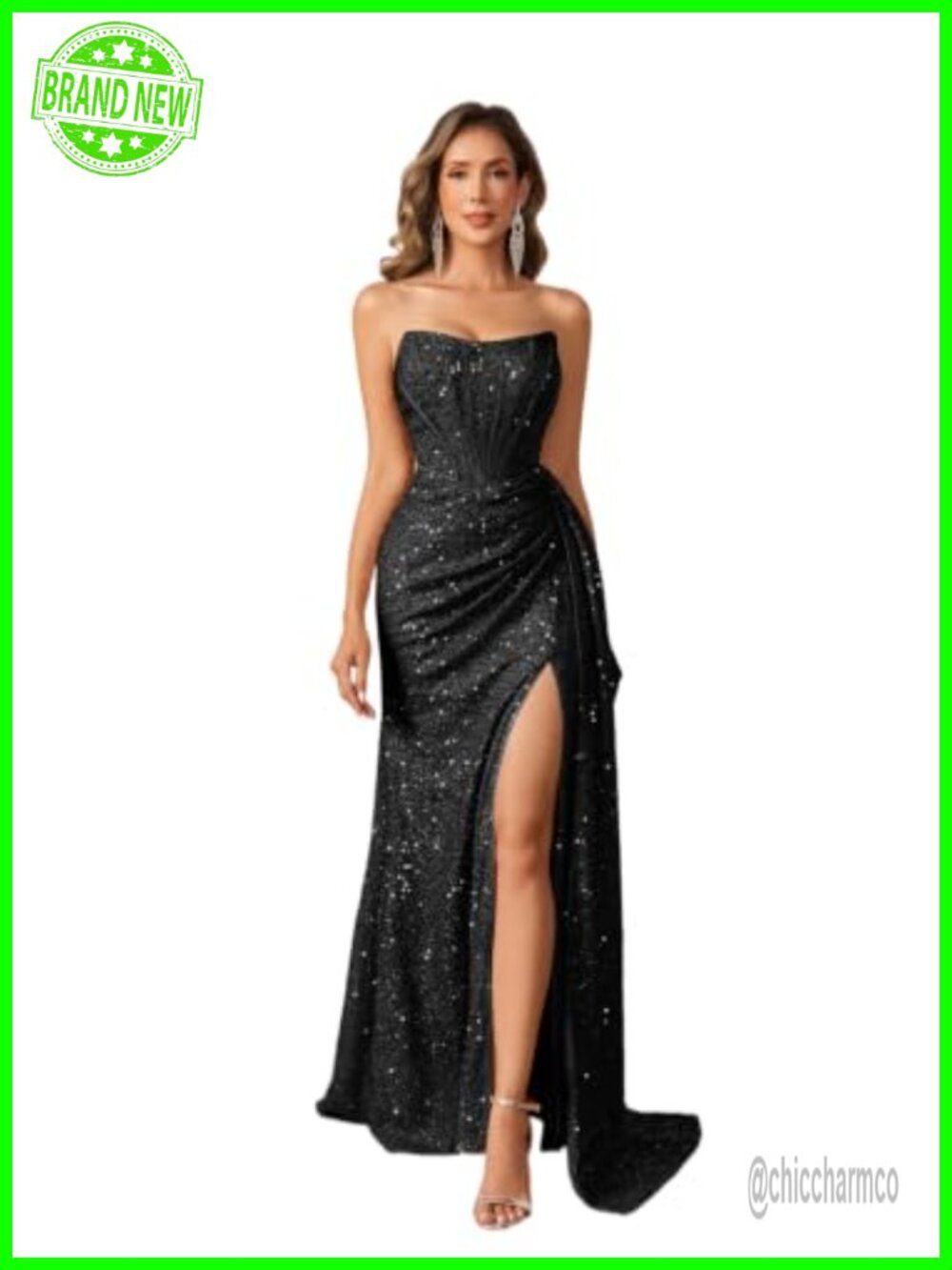 Sequin Off Shoulder Bodycon Floor Length Formal Evening Gown